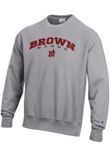 Champion Brown Bears Mens Grey Reverse Weave Long Sleeve Crew Sweatshirt