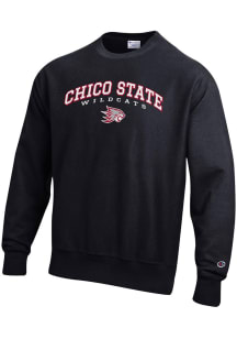 Champion CSU Chico Wildcats Mens Black Reverse Weave Long Sleeve Crew Sweatshirt