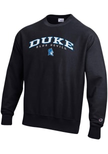 Champion Duke Blue Devils Mens Black Reverse Weave Long Sleeve Crew Sweatshirt