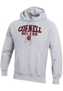 Champion Cornell Big Red Mens Grey Reverse Weave Long Sleeve Hoodie