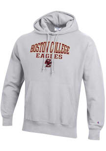 Champion Boston College Eagles Mens Grey Reverse Weave Long Sleeve Hoodie