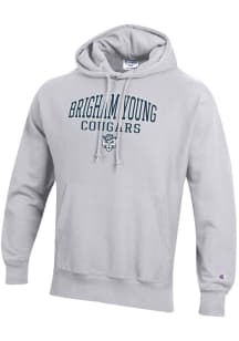 Champion BYU Cougars Mens Grey Reverse Weave Long Sleeve Hoodie