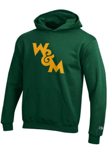 Champion William &amp; Mary Tribe Youth Green Powerblend Long Sleeve Hoodie