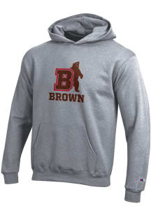 Champion Brown Bears Youth Grey Powerblend Long Sleeve Hoodie