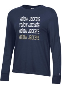 Champion GA Tech Yellow Jackets Womens Blue Core LS Tee