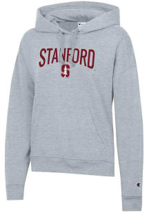 Champion Stanford Cardinal Womens Grey Powerblend Hooded Sweatshirt