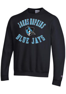 Champion Johns Hopkins Blue Jays Mens Black Powerblend Long Sleeve Crew Sweatshirt