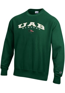 Champion UAB Blazers Mens Green Reverse Weave Long Sleeve Crew Sweatshirt