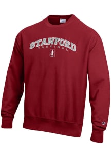 Champion Stanford Cardinal Mens Red Reverse Weave Long Sleeve Crew Sweatshirt
