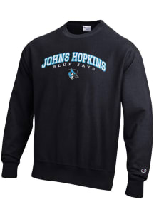 Champion Johns Hopkins Blue Jays Mens Black Reverse Weave Long Sleeve Crew Sweatshirt