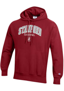 Champion Stanford Cardinal Mens Red Reverse Weave Long Sleeve Hoodie