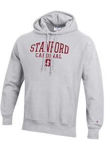 Champion Stanford Cardinal Mens Grey Reverse Weave Long Sleeve Hoodie