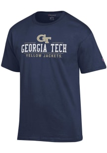 Champion GA Tech Yellow Jackets Blue Jersey Short Sleeve T Shirt