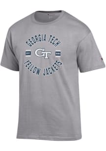 Champion GA Tech Yellow Jackets Grey Jersey Short Sleeve T Shirt