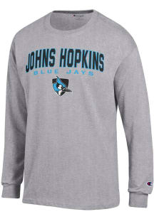 Champion Johns Hopkins Blue Jays Grey Jersey Long Sleeve T Shirt