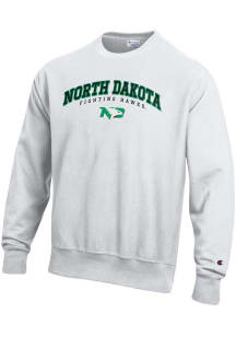 Champion North Dakota Fighting Hawks Mens White Reverse Weave Long Sleeve Crew Sweatshirt