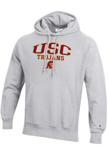 Champion USC Trojans Mens Grey Reverse Weave Long Sleeve Hoodie
