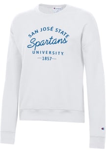 Champion San Jose State Spartans Womens White Powerblend Crew Sweatshirt