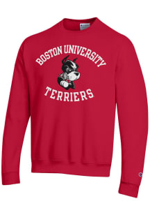 Champion Boston Terriers Mens Red Powerblend Long Sleeve Crew Sweatshirt