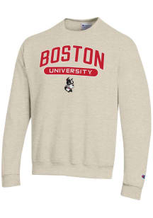 Champion Boston Terriers Mens Oatmeal Powerblend Long Sleeve Crew Sweatshirt