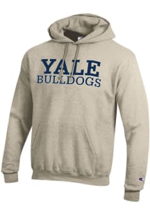 Champion Yale Bulldogs Mens Oatmeal Powerblend Long Sleeve Hoodie