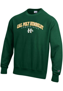 Champion Cal Poly Humboldt Lumberjacks Mens Green Reverse Weave Long Sleeve Crew Sweatshirt