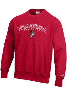 Champion Boston Terriers Mens Red Reverse Weave Long Sleeve Crew Sweatshirt