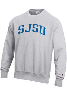 Champion San Jose State Spartans Mens Grey Reverse Weave Long Sleeve Crew Sweatshirt