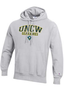 Champion UNCW Seahawks Mens Grey Reverse Weave Long Sleeve Hoodie