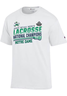 Champion Notre Dame Fighting Irish White 2024 NCAA Lacrosse Champs Jersey Short Sleeve T Shirt