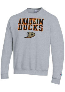 Champion Anaheim Ducks Mens Grey Powerblend Long Sleeve Crew Sweatshirt