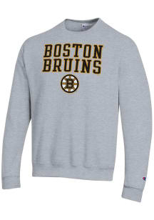 Champion Boston Bruins Mens Grey Powerblend Long Sleeve Crew Sweatshirt