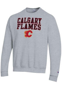 Champion Calgary Flames Mens Grey Powerblend Long Sleeve Crew Sweatshirt