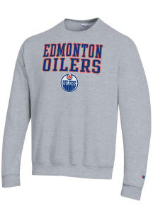 Champion Edmonton Oilers Mens Grey Powerblend Long Sleeve Crew Sweatshirt