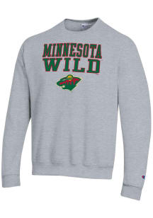 Champion Minnesota Wild Mens Grey Powerblend Long Sleeve Crew Sweatshirt