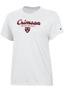 Champion Harvard Crimson Womens White Core Short Sleeve T-Shirt