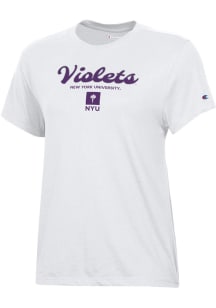 Champion NYU Violets Womens White Core Short Sleeve T-Shirt