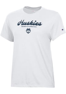 Champion UConn Huskies Womens White Core Short Sleeve T-Shirt