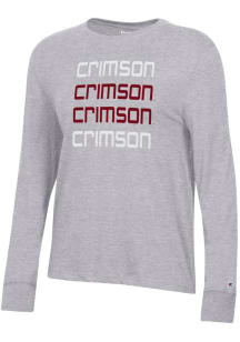 Champion Harvard Crimson Womens Grey Core LS Tee