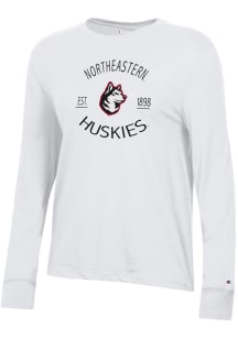 Champion Northeastern Huskies Womens White Core LS Tee