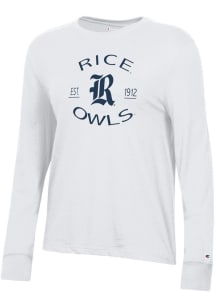 Champion Rice Owls Womens White Core LS Tee