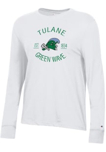 Champion Tulane Green Wave Womens White Core LS Tee