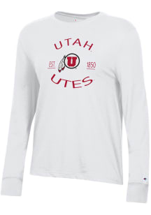 Champion Utah Utes Womens White Core LS Tee