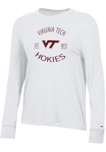 Champion Virginia Tech Hokies Womens White Core LS Tee
