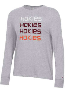 Champion Virginia Tech Hokies Womens Grey Core LS Tee