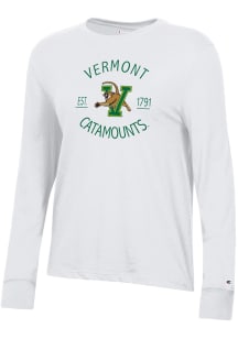 Champion Vermont Catamounts Womens White Core LS Tee