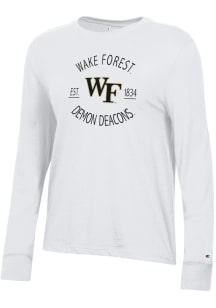 Champion Wake Forest Demon Deacons Womens White Core LS Tee