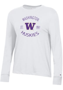 Champion Washington Huskies Womens White Core LS Tee
