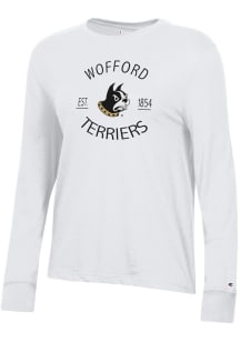 Champion Wofford Terriers Womens White Core LS Tee