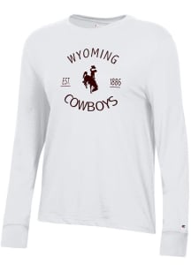 Champion Wyoming Cowboys Womens White Core LS Tee